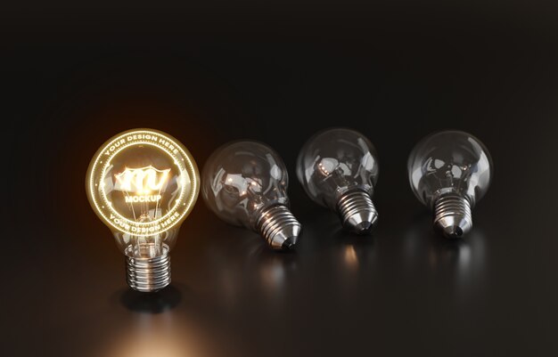 PSD close up on lightbulb mockup