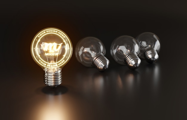 PSD close up on lightbulb mockup