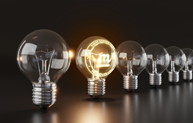 PSD close up on lightbulb mockup