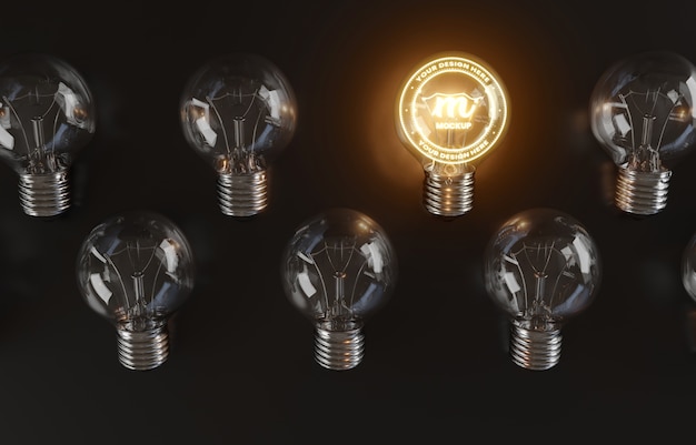 PSD close up on lightbulb mockup