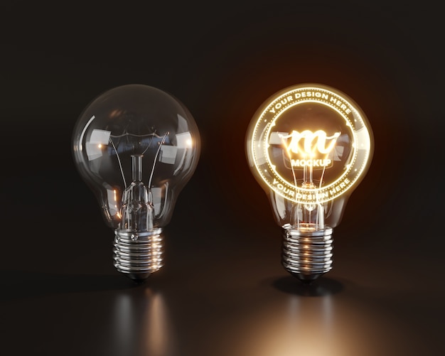 PSD close up on lightbulb mockup