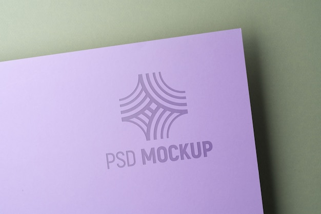 PSD close up on logo effects on paper