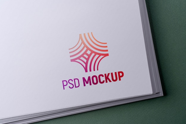 PSD close up on logo effects on paper