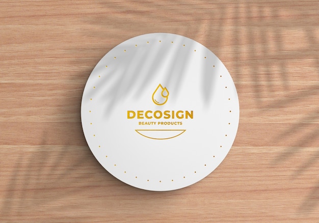 Close up on logo mockup on a round paper box