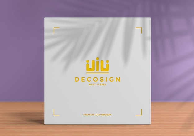 Close up on logo mockup on a white paper box