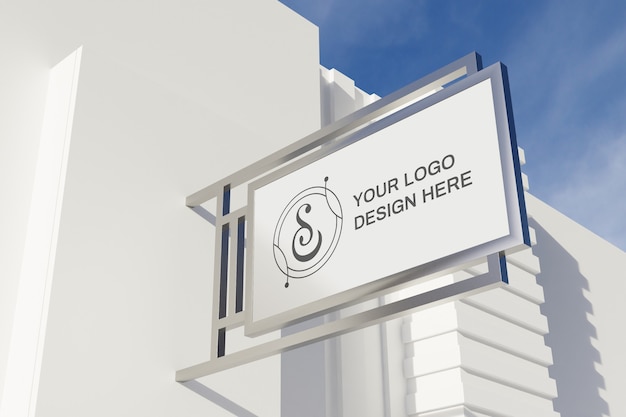 PSD close up on logo sign board mockup