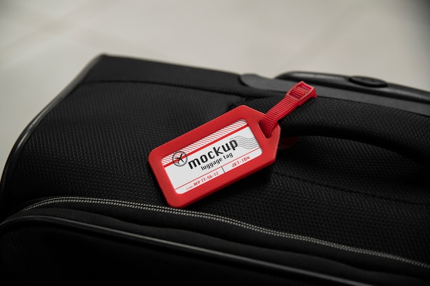 PSD close up on luggage tag mockup