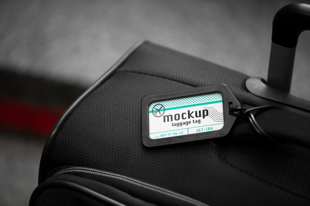Close up on luggage tag mockup