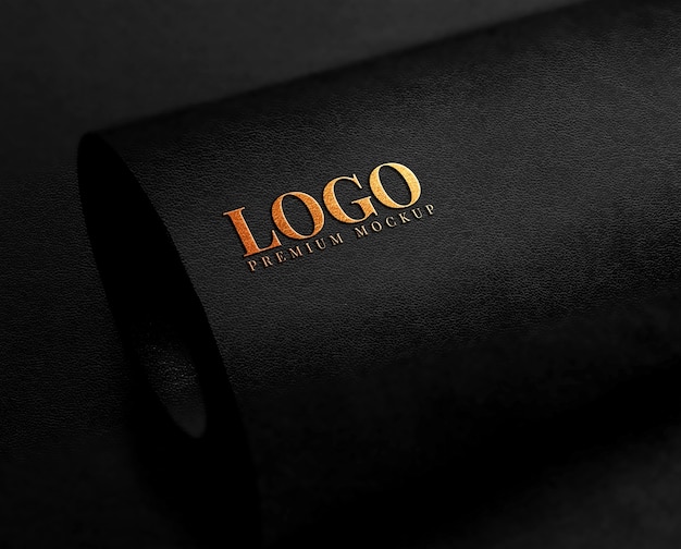 Close up on luxury gold logo mockup