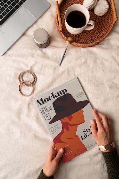 close up on magazine in the bedroom
