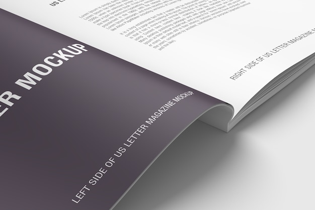 Primo piano rivista o libro mockup