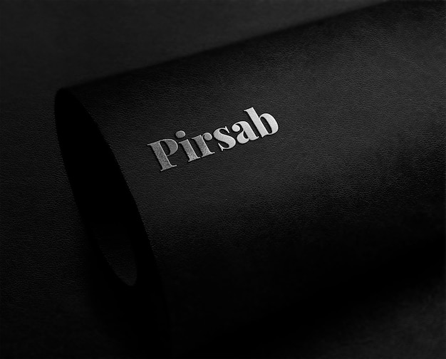 PSD close up on metallic logo mockup