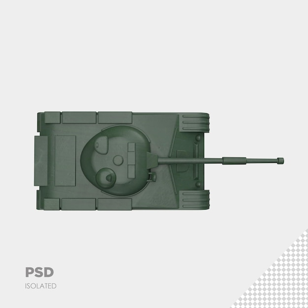 PSD close up on military tank 3d isolated premium psd
