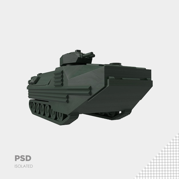 PSD close up on military tank isolated