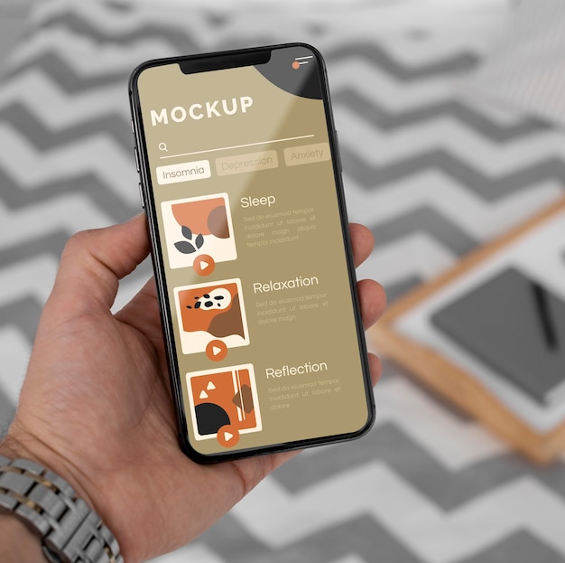 PSD close up mobile screen mock up