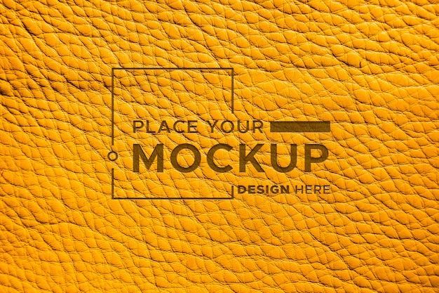 Close-up of mock-up yellow leather