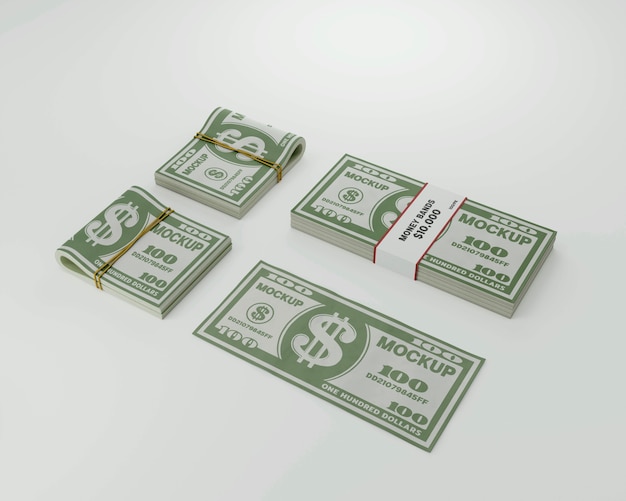 PSD close up on money bills mockup