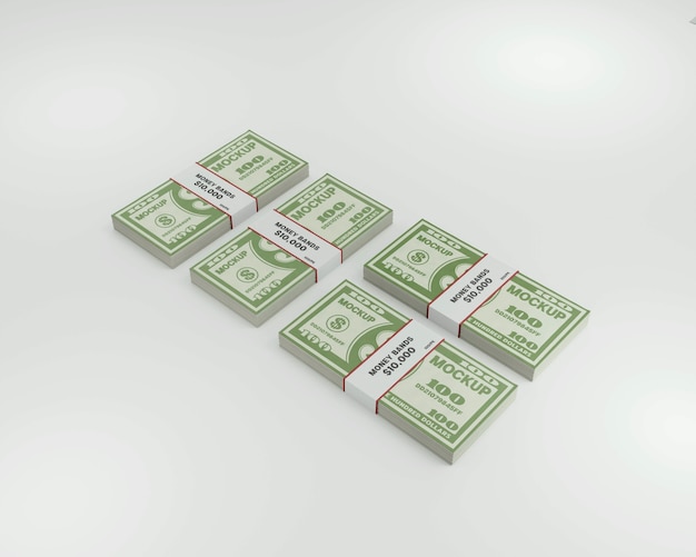 PSD close up on money bills mockup