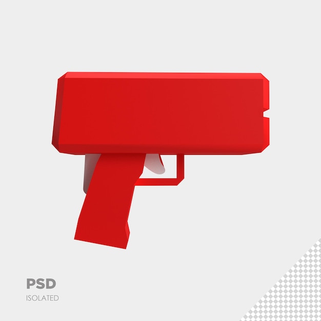 close up on money gun isolated premium psd