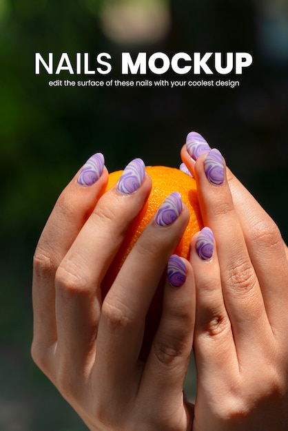 close up on nails mockup design