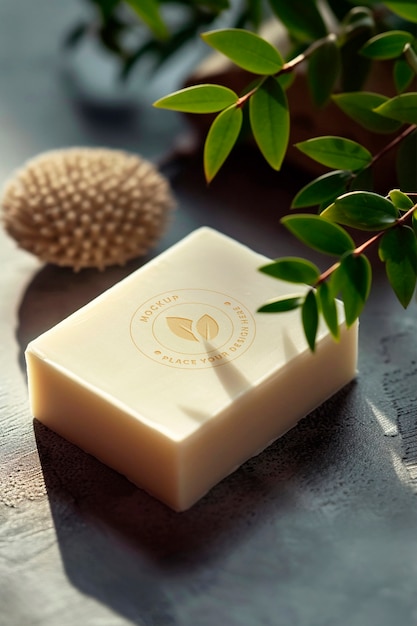 PSD close up on natural soap mockup