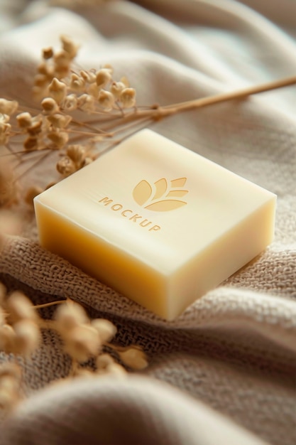 Close up on natural soap mockup