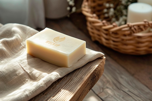 PSD close up on natural soap mockup