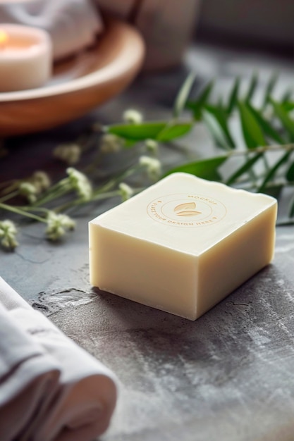 PSD close up on natural soap mockup