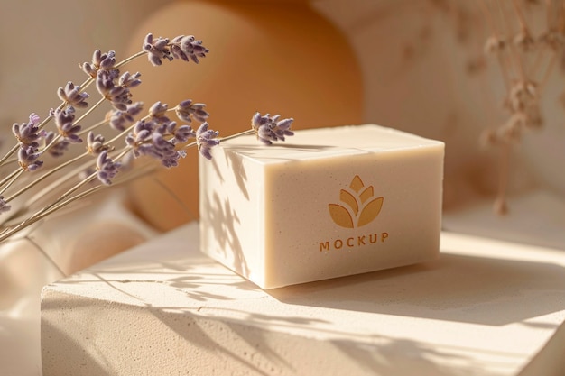 PSD close up on natural soap mockup