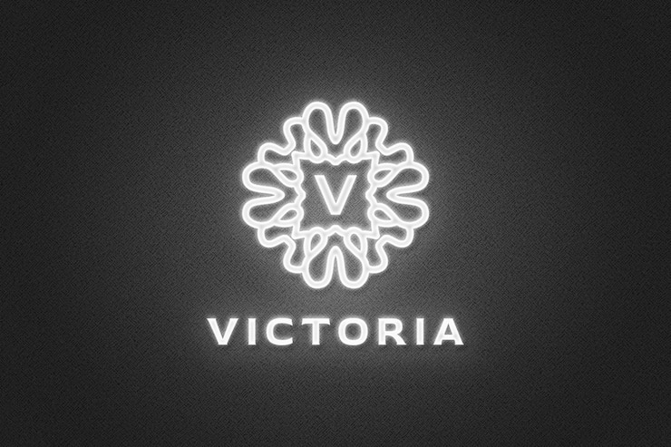 PSD neon light logo mockup에 닫기