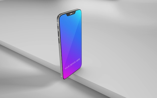 Close up on new smartphone mockup floating