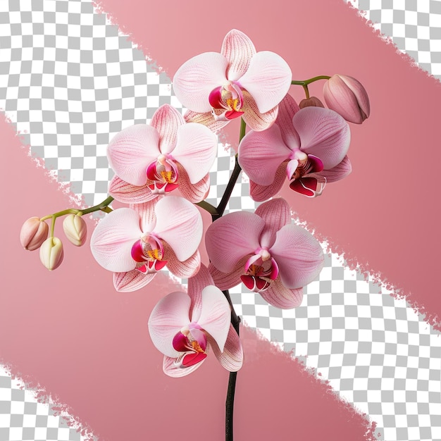 PSD Близкий снимок изолированной розовой орхидеи на прозрачном фоне