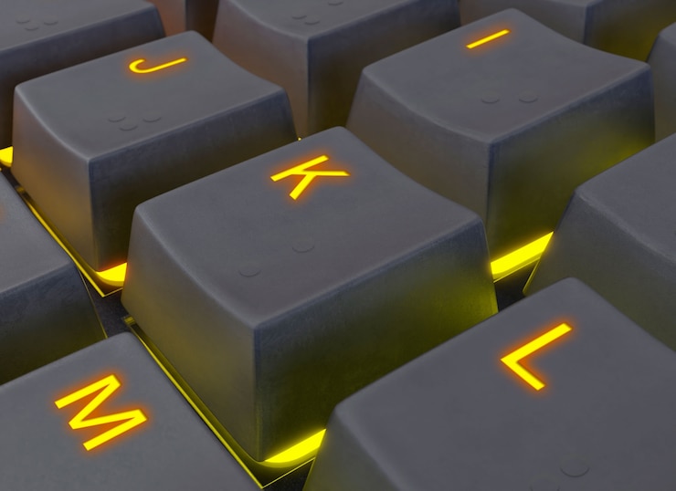 PSD close-up of keyboard buttons mock-up design