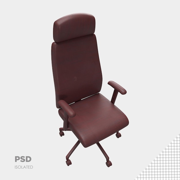 Close up on office chair 3d isolated premium psd