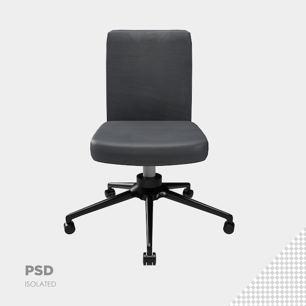 Close up on office chair 3d isolated premium psd