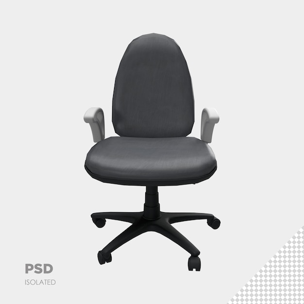 Close up on office chair 3d isolated premium psd