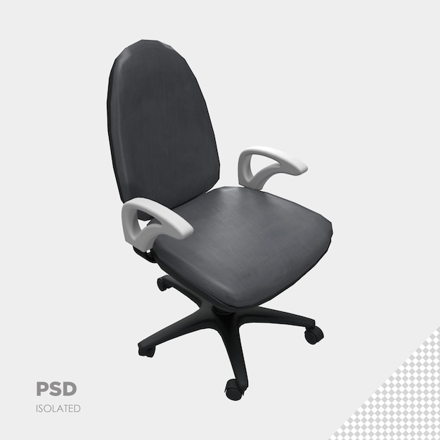 Close up on office chair 3d isolated premium psd