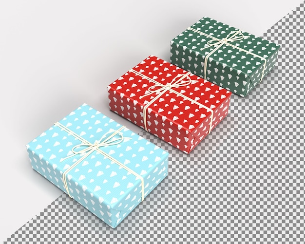 Close up on 3d render gift box for Merry Christmas