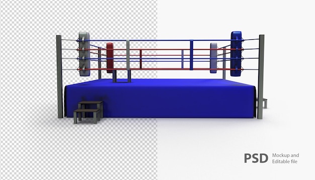 PSD ボクシングのリングのレンダリングをクローズアップ