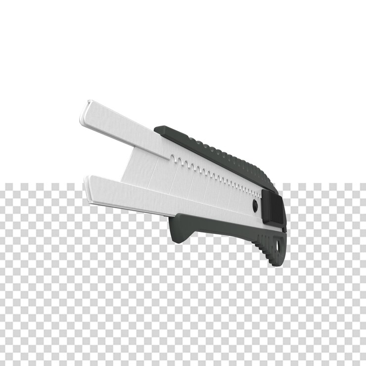 PSD close up on cutter knife isolated