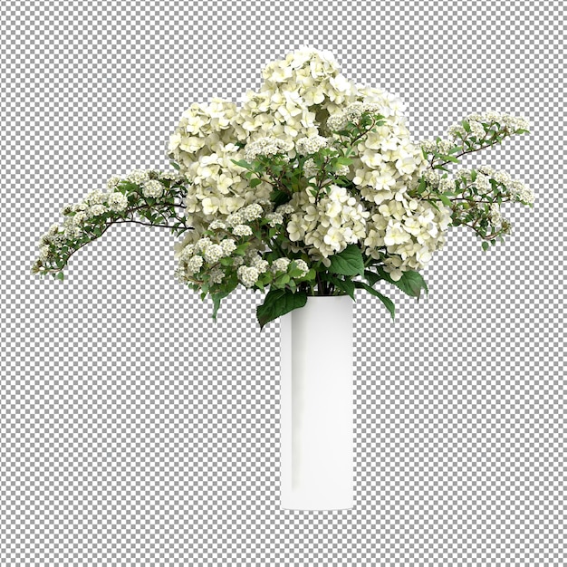 PSD 花瓶の 3 d レンダリングで花をクローズ アップ