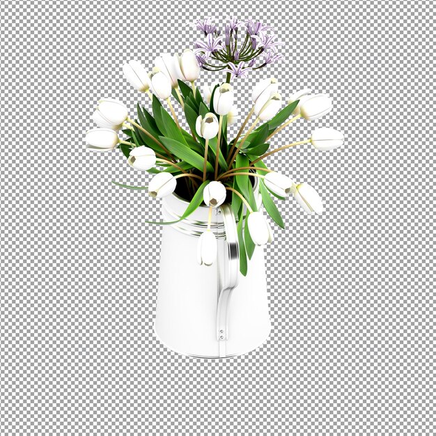 PSD 3d 렌더링에서 꽃병에 꽃에 가까이