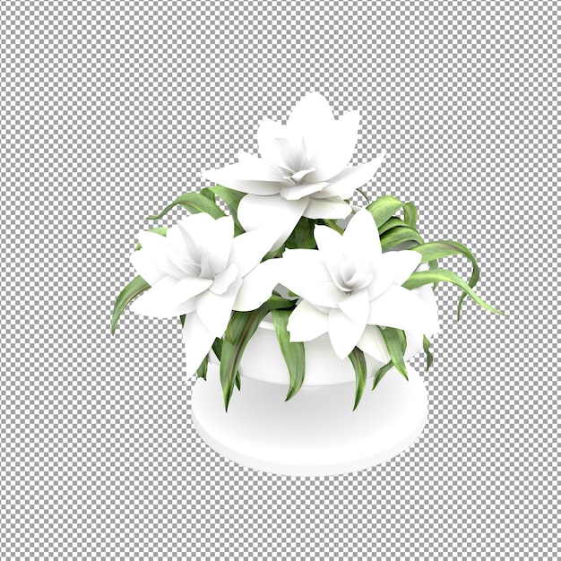 PSD 3 d レンダリングで花瓶の花をクローズ アップ