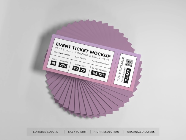 Крупным планом на реалистичный макет билета на мероприятие