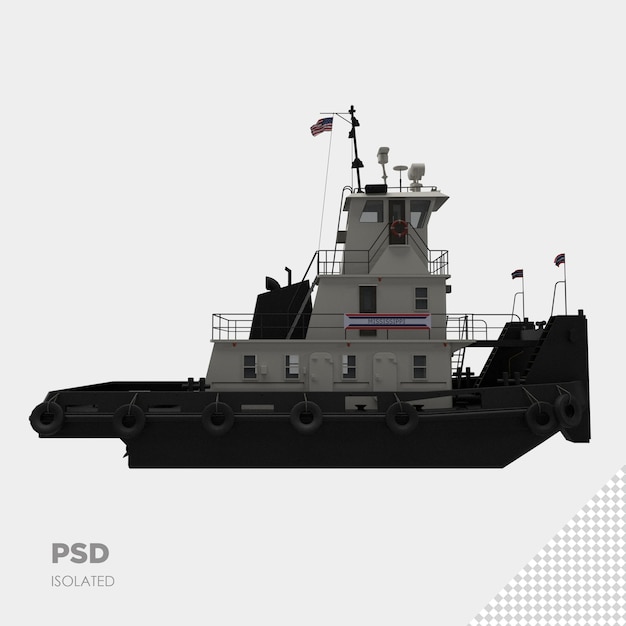 PSD Крупным планом на корабле 3d изолированные премиум psd
