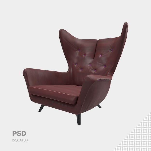 Крупным планом на диван-кресло 3d изолированный премиум psd