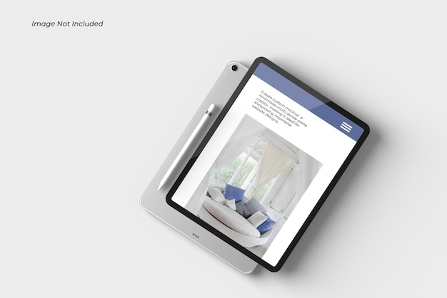 分離されたタブレットデバイスのモックアップのクローズアップ