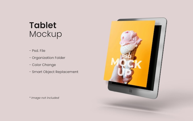PSD 分離されたタブレットモックアップデザインのクローズアップ
