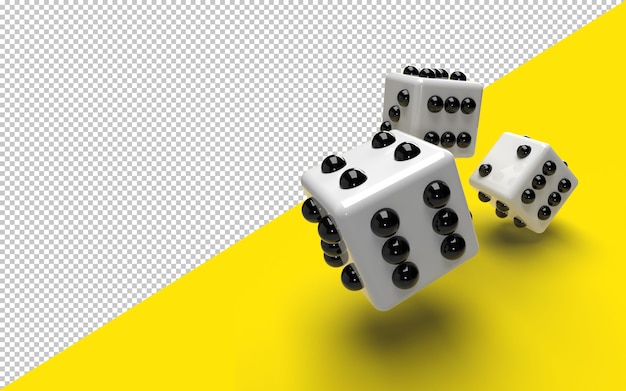 close up on white dice in 3d rendering isolated