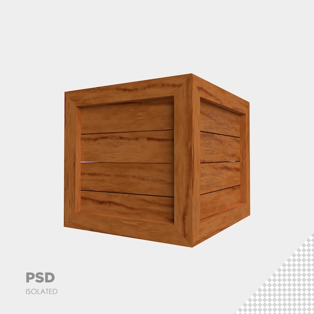 Крупным планом на деревянном ящике 3d изолированные премиум psd